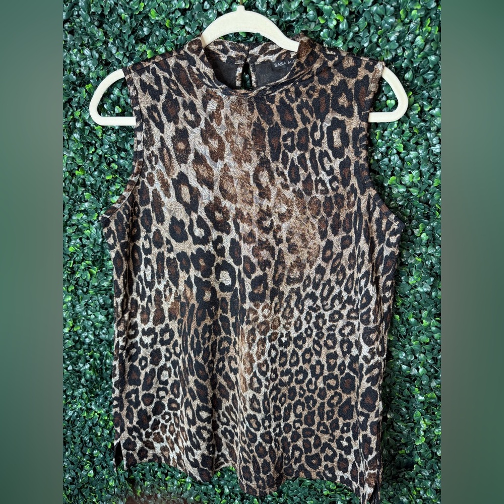 Sara Michelle Brown Leopard Print Blouse